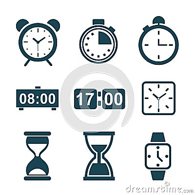 Set hourglass icons, sandglass timer, clock flat icon for apps and websites â€“ vector Vector Illustration